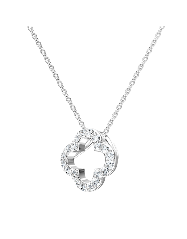 Diamond Pendant - 10ct White Gold Diamond Set Pendant - 789333