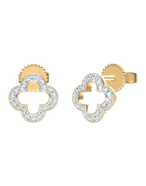 Diamond Earrings - 10ct Yellow Gold Diamond Set Earrings - 789334
