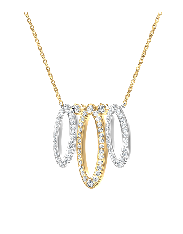 Diamond Necklet - 10ct Two Tone Diamond Set Necklet - 789336