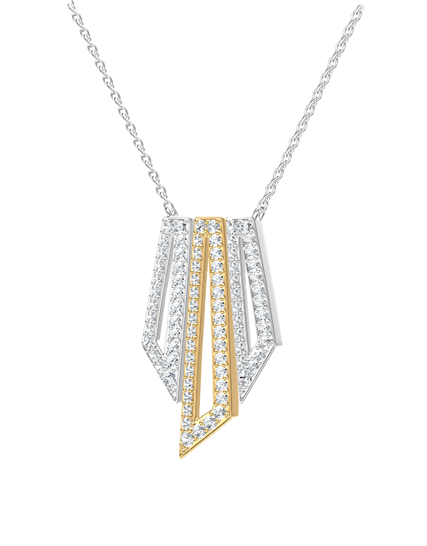 Diamond Necklet - 10ct Two Tone Diamond Set Necklet - 789337
