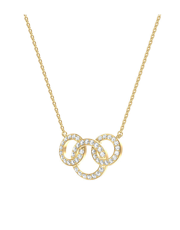 Diamond Necklet  - 10ct Yellow Gold Diamond Set Circles Necklet - 789338