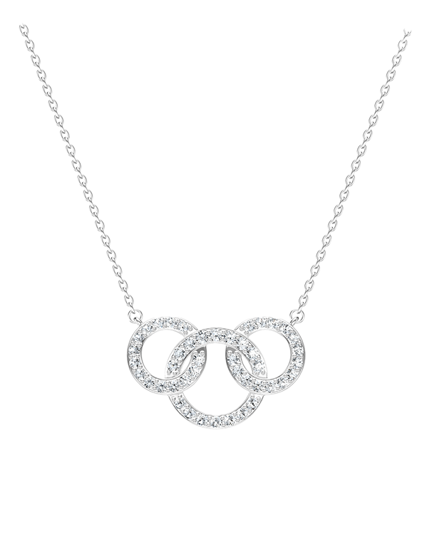 Diamond Necklet  - 10ct White Gold Diamond Set Circles Necklet - 789339
