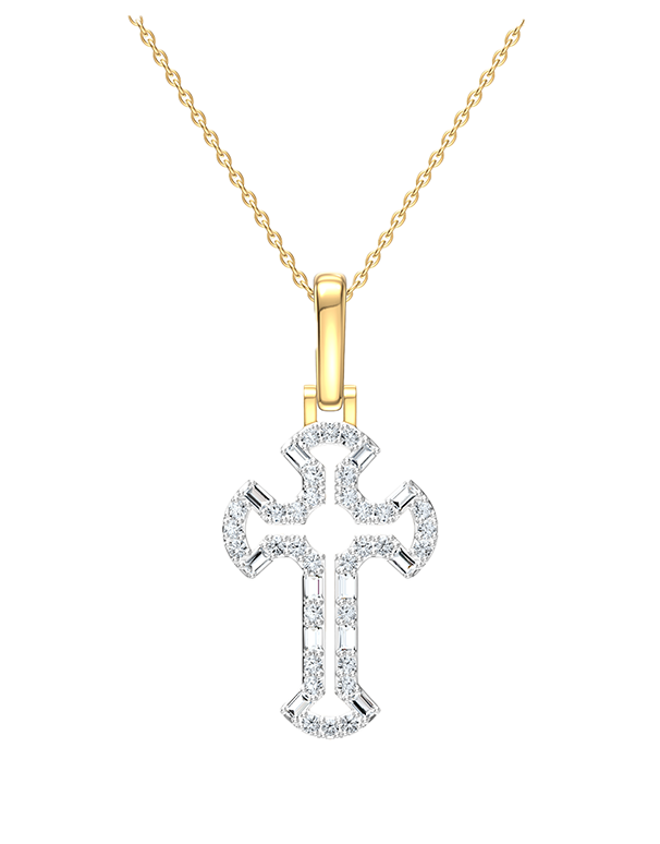 Diamond Pendant - 10ct Yellow Gold Diamond Set Cross Pendant - 789340