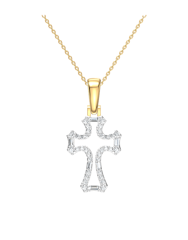Diamond Pendant - 10ct Yellow Gold Diamond Set Cross Pendant - 789342