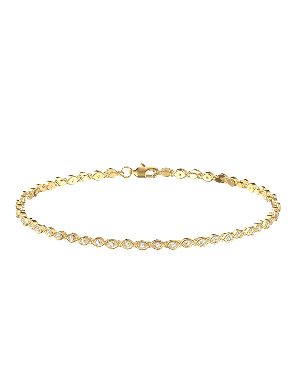 Diamond Bracelet - 10ct Yellow Gold Diamond Set Bracelet - 789346