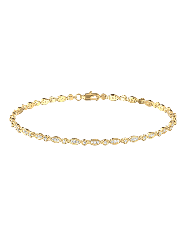 Diamond Bracelet - 10ct Yellow Gold Diamond Set Bracelet - 789348