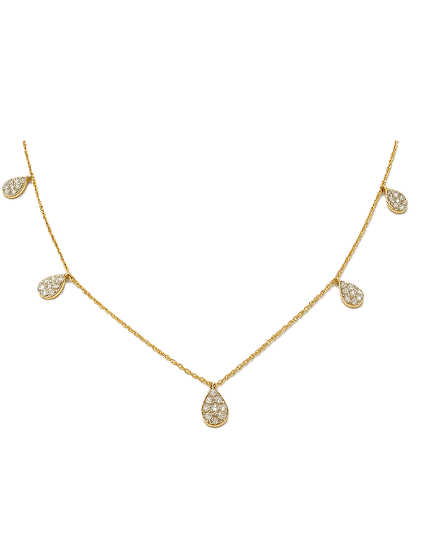 Diamond Necklet - 10ct Yellow Gold Diamond Set Station Necklet - 789350