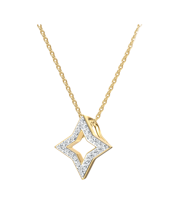 Diamond Pendant - 10ct Yellow Gold Diamond Set Pendant - 789356