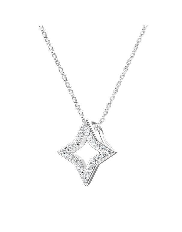 Diamond Pendant - 10ct White Gold Diamond Set Pendant - 789357