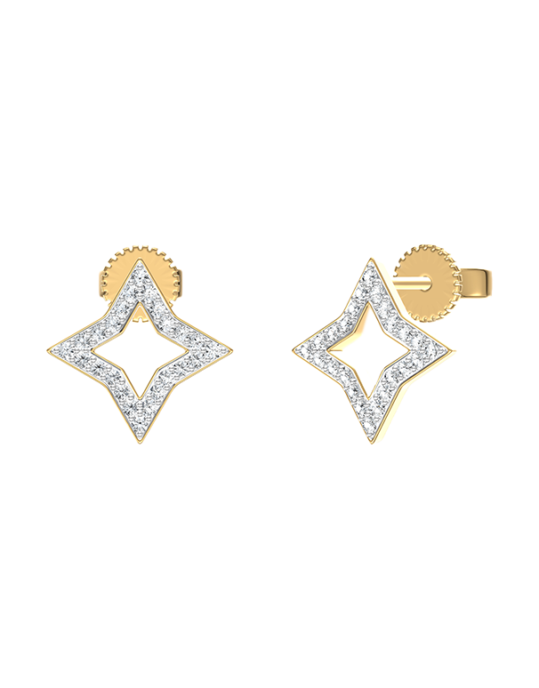 Diamond Earrings - 10ct Yellow Gold Diamond Set Earrings - 789360