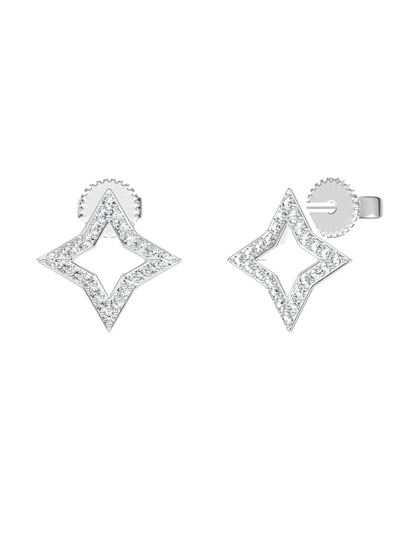 Diamond Earrings - 10ct White Gold Diamond Set Earrings - 789361