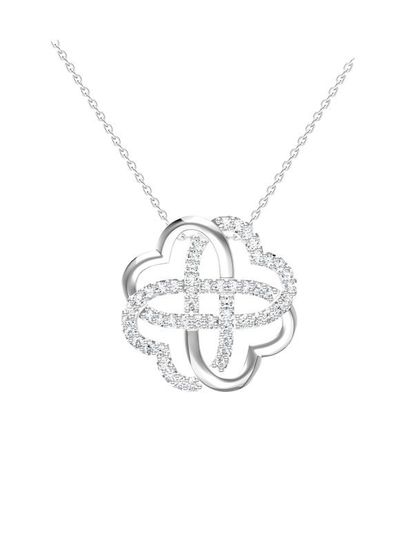 Diamond Pendant - 10ct White Gold Diamond Set Pendant - 789365