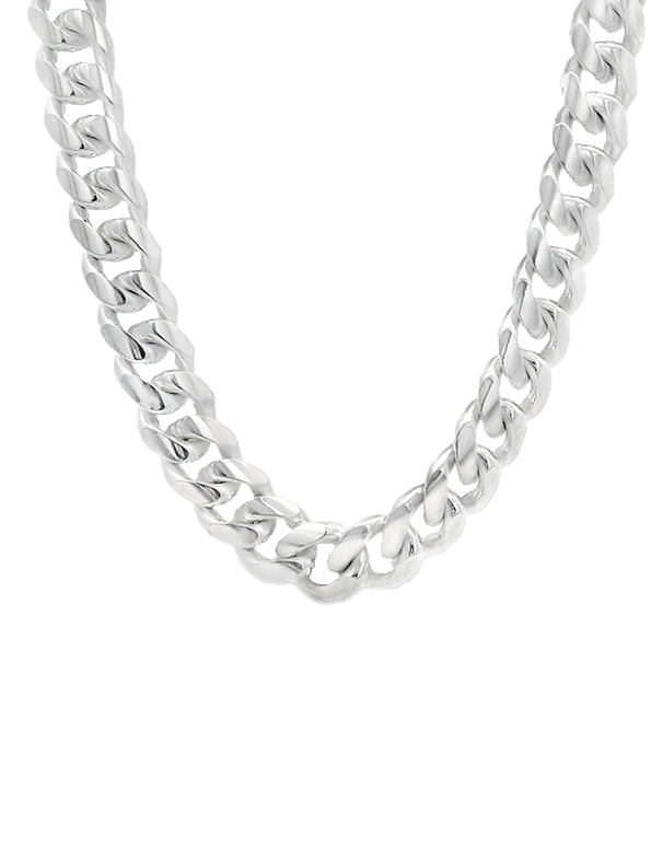 Silver Chain - Men's Silver 60cm Heavy Flat Curb Link Chain - 790129