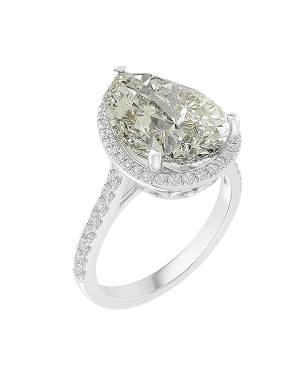 Green Amethyst - 14ct White Gold Green Amethyst and Diamond Cocktail Ring - 790257