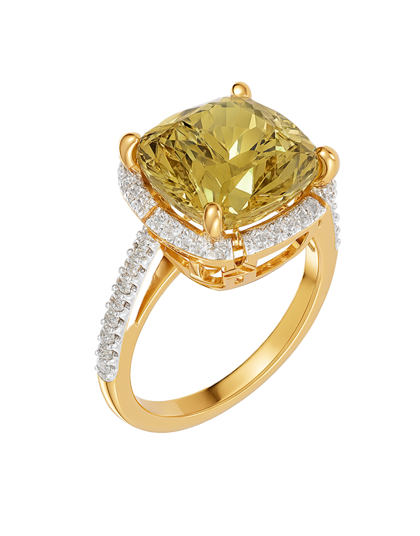 Lemon Topaz  - 14ct Yellow Gold Lemon Topaz and Diamond Cocktail Ring - 790258