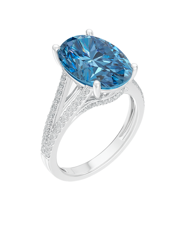 Blue Topaz - 14ct White Gold Blue Topaz and Diamond Cocktail Ring - 790260