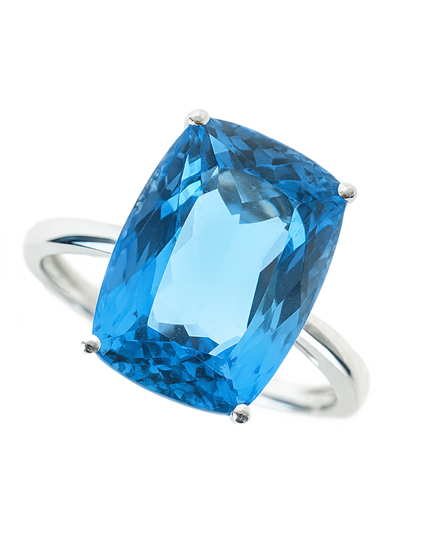 Blue Topaz - 14ct White Gold Blue Topaz Cocktail Ring - 790330