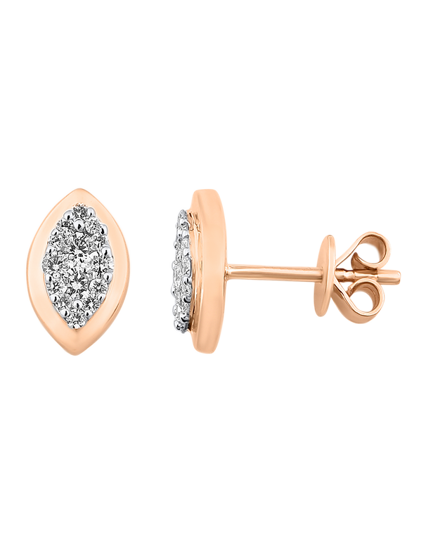 Diamond Earrings - 10ct Yellow Gold Diamond Set Marquise Shape Stud Earrings - 784038