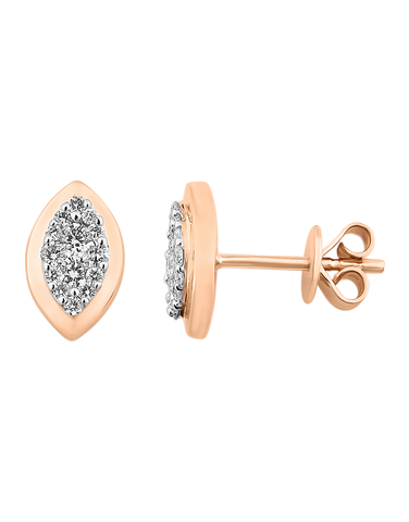 Diamond Earrings - 10ct Yellow Gold Diamond Set Marquise Shape Stud Earrings - 784038