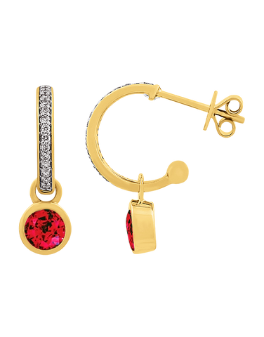 Ruby Earrings - 10ct Yellow Gold Ruby & Diamond  Earrings - 786271