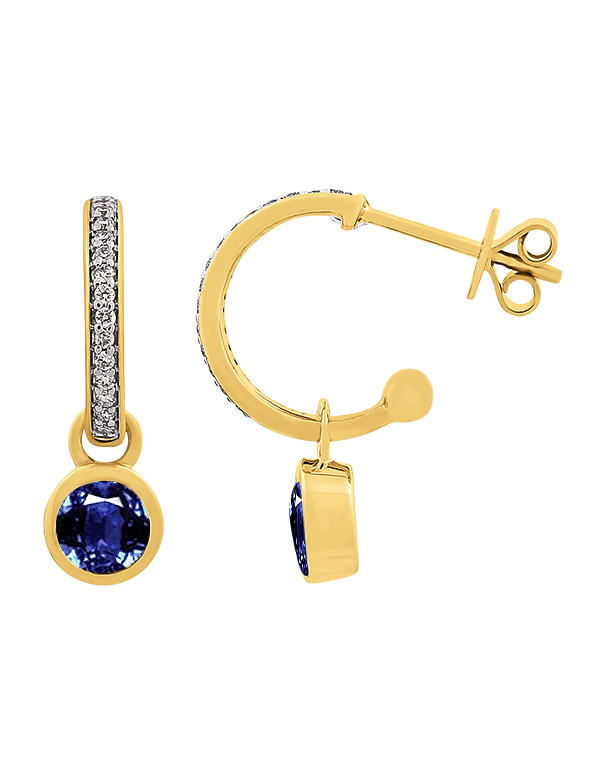 Sapphire Earrings - 10ct Yellow Gold Blue Sapphire & Diamond Earrings - 786272