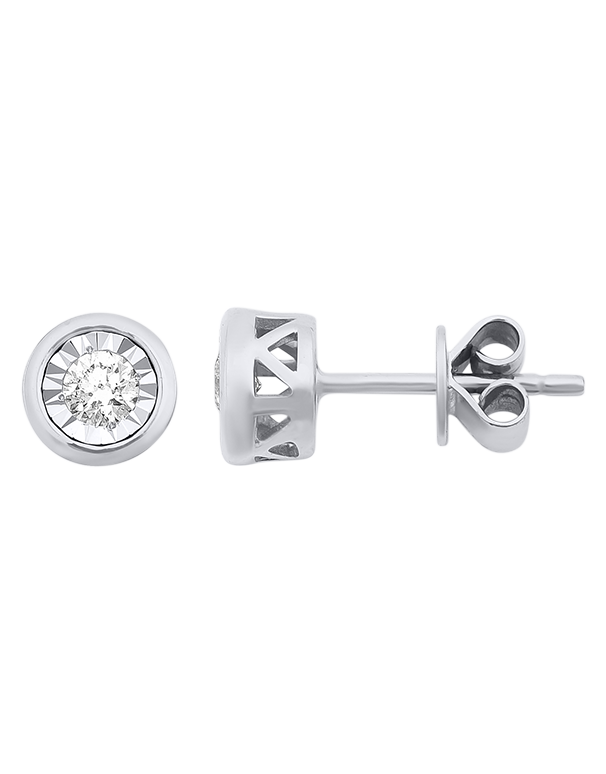 Diamond Earrings - 10ct White Gold Diamond Set Stud Earrings - 784083