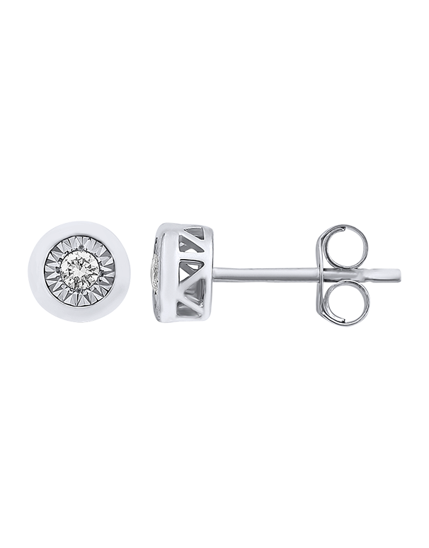Diamond Earrings - 10ct White Gold Diamond Set Stud Earrings - 784085