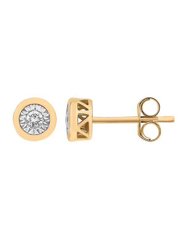 Diamonds Earrings - 10ct Yellow Gold Diamond Set Stud Earrings - 784084