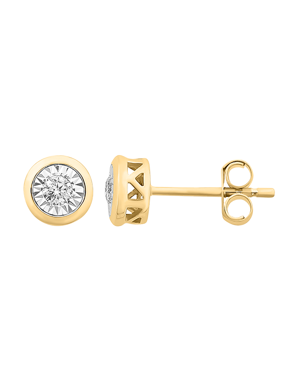 Diamond Earrings - 10ct Rose Gold Diamond Set Stud Earrings - 784515
