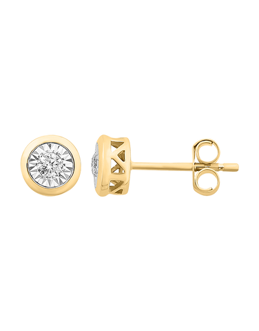 Diamond Earrings - 10ct Rose Gold Diamond Set Stud Earrings - 784515