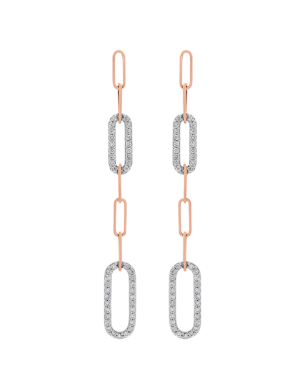 Diamond Earrings - 10ct Yellow Gold Diamond Set Paperclip Drop Earrings - 786302