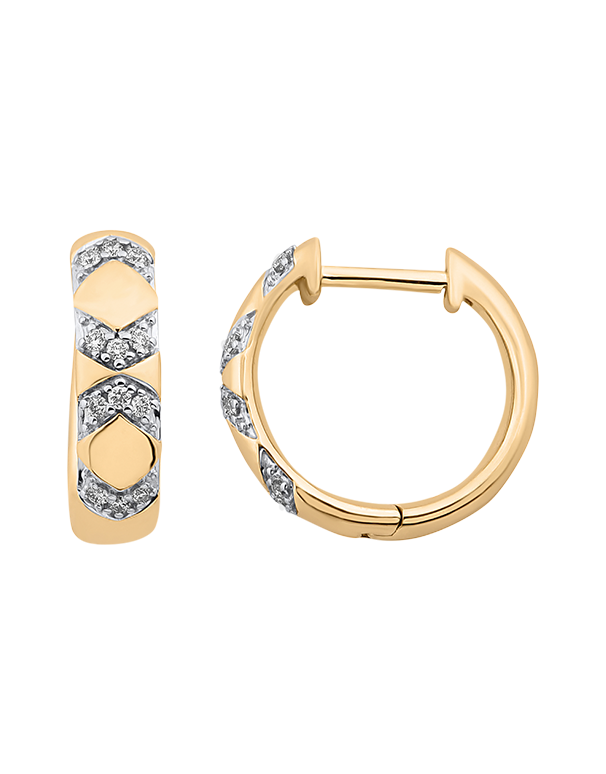 Diamond Earrings - 10ct Yellow Gold Diamond Set Hoop Earrings - 786245