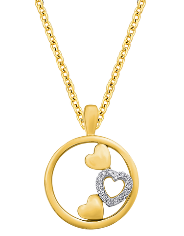 Diamond Pendant - 10ct Yellow Gold Diamond Set Circle Of Hearts Pendant - 786241