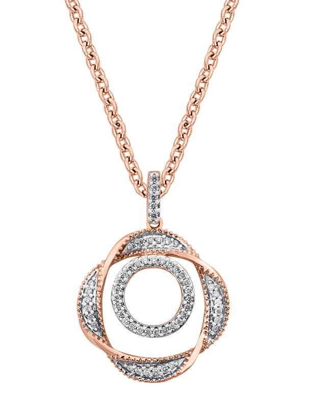Diamond Pendant - 10ct Rose Gold Diamond Set Circle Pendant - 786210