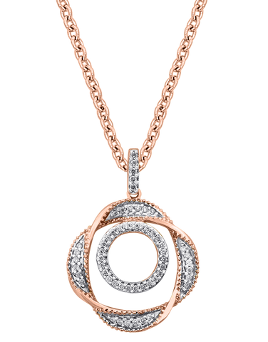 Diamond Pendant - 10ct Rose Gold Diamond Set Circle Pendant - 786210