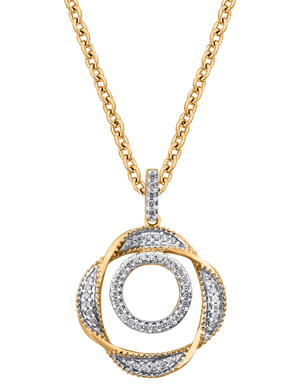 Diamond Pendant - 10ct Yellow Gold Diamond Set Circle Pendant - 786211