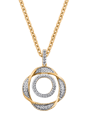 Diamond Pendant - 10ct Yellow Gold Diamond Set Circle Pendant - 786211