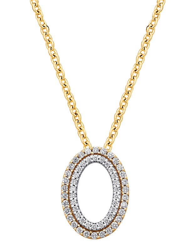 Diamond Pendant - 10ct Yellow Gold Diamond Set Oval Shape Pendant - 786212