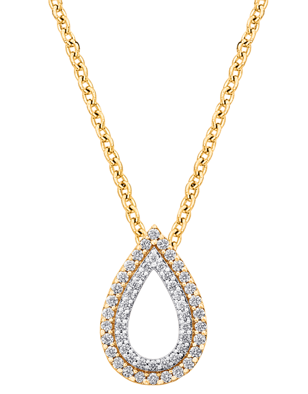 Diamond Pendant - 10ct Yellow Gold Diamond Set Pear Shape Pendant - 786214