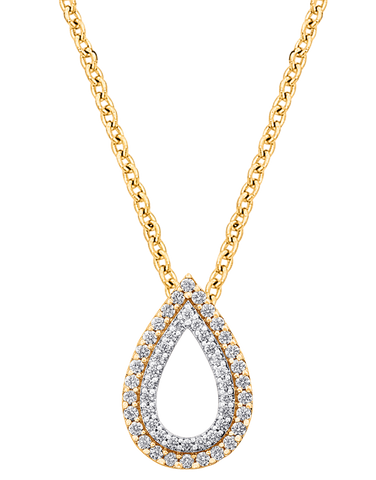 Diamond Pendant - 10ct Yellow Gold Diamond Set Pear Shape Pendant - 786214