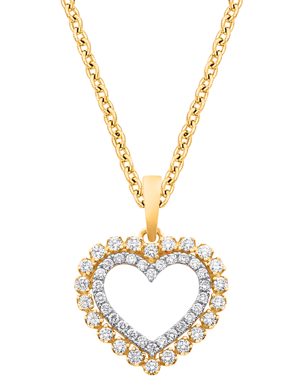 Diamond Pendant - 10ct Yellow Gold Diamond Set Heart Pendant - 786223