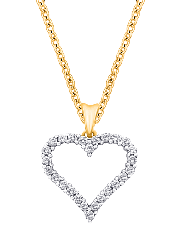 Diamond Pendant - 10ct Yellow Gold Diamond Set Heart Pendant - 786225