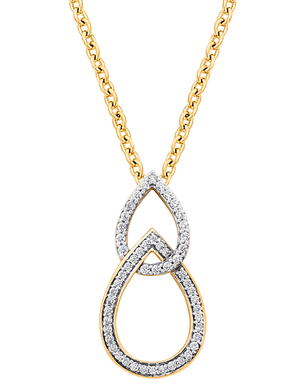 Diamond Pendant - 10ct Yellow Gold Diamond Set Pear Shape Pendant - 786216