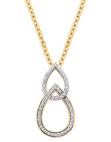 Diamond Pendant - 10ct Yellow Gold Diamond Set Pear Shape Pendant - 786216