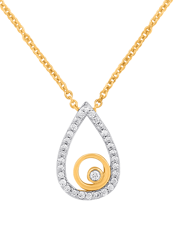 Diamond Pendant - 10ct Yellow Gold Diamond Set Pear Shape Pendant With 45cm Chain - 786218