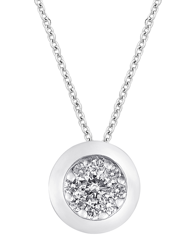 Diamond Pendant - 10ct White Gold Diamond Set Round Slider Pendant - 784033