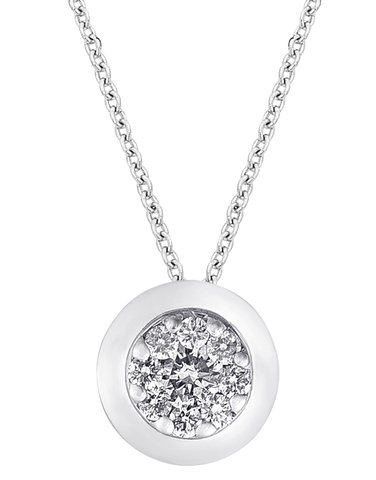 Diamond Pendant - 10ct White Gold Diamond Set Round Slider Pendant - 784033
