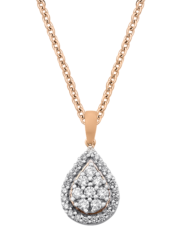 Diamond Pendant - 10ct White Gold Diamond Set Pear Shape Pendant - 784063