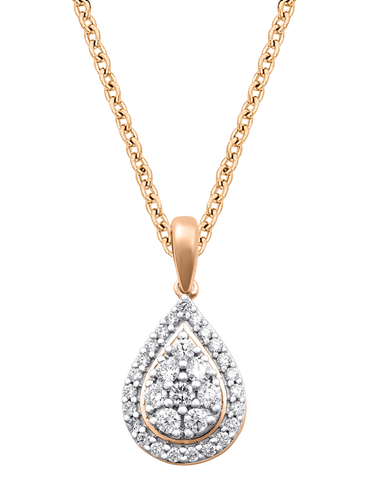 Diamond Pendant - 10ct Yellow Gold Diamond Set Pear Shape Pendant - 784062