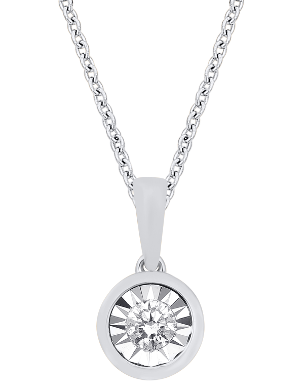 Diamond Pendant - 10ct White Gold Diamond Set Pendant - 784088